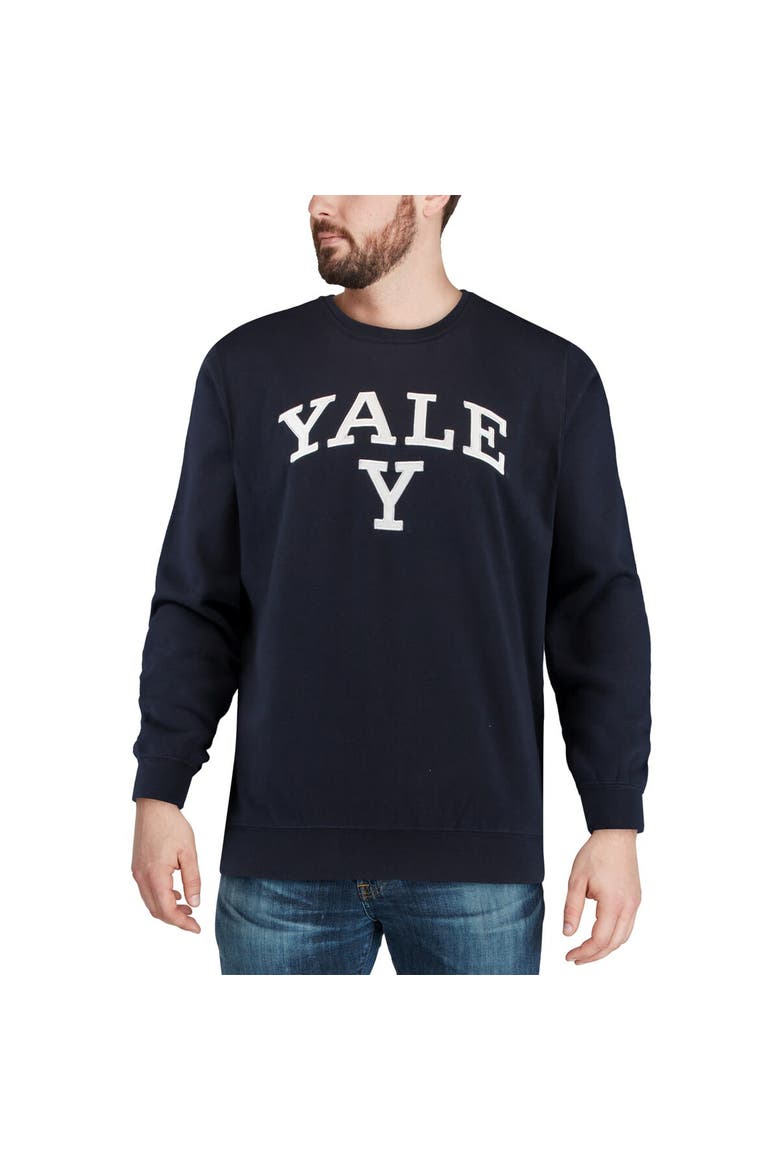 Men's Colosseum Navy Yale Bulldogs Arch & Logo Crew Neck Sweatshirt, Alternate, color, Navy