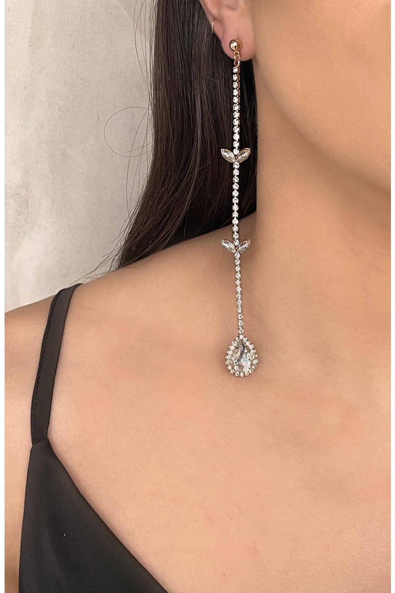 Crystal Mismatched Drop Earrings, Alternate, color, GOLD