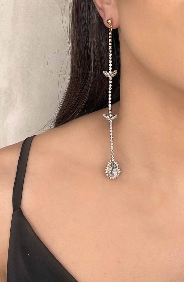 Ettika Crystal Mismatched Drop Earrings, Alternate, color, Gold