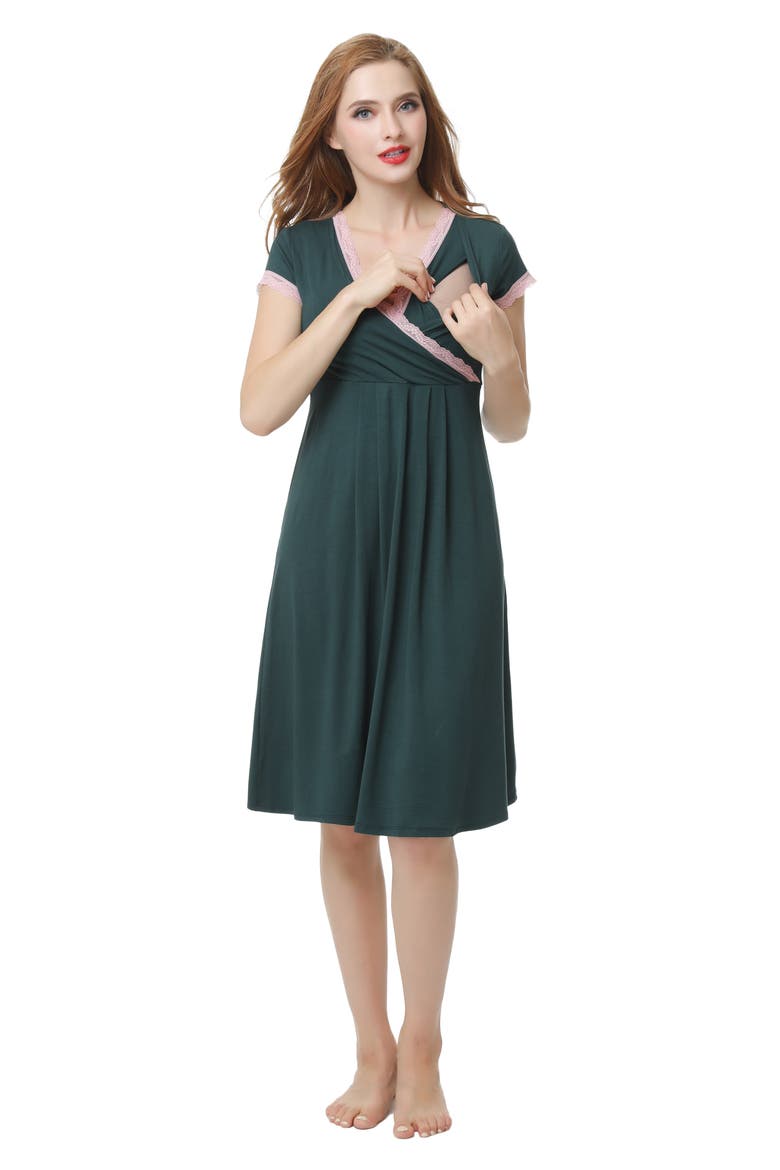 Jenny Maternity/Nursing Nightgown, Alternate, color, FOREST GREEN