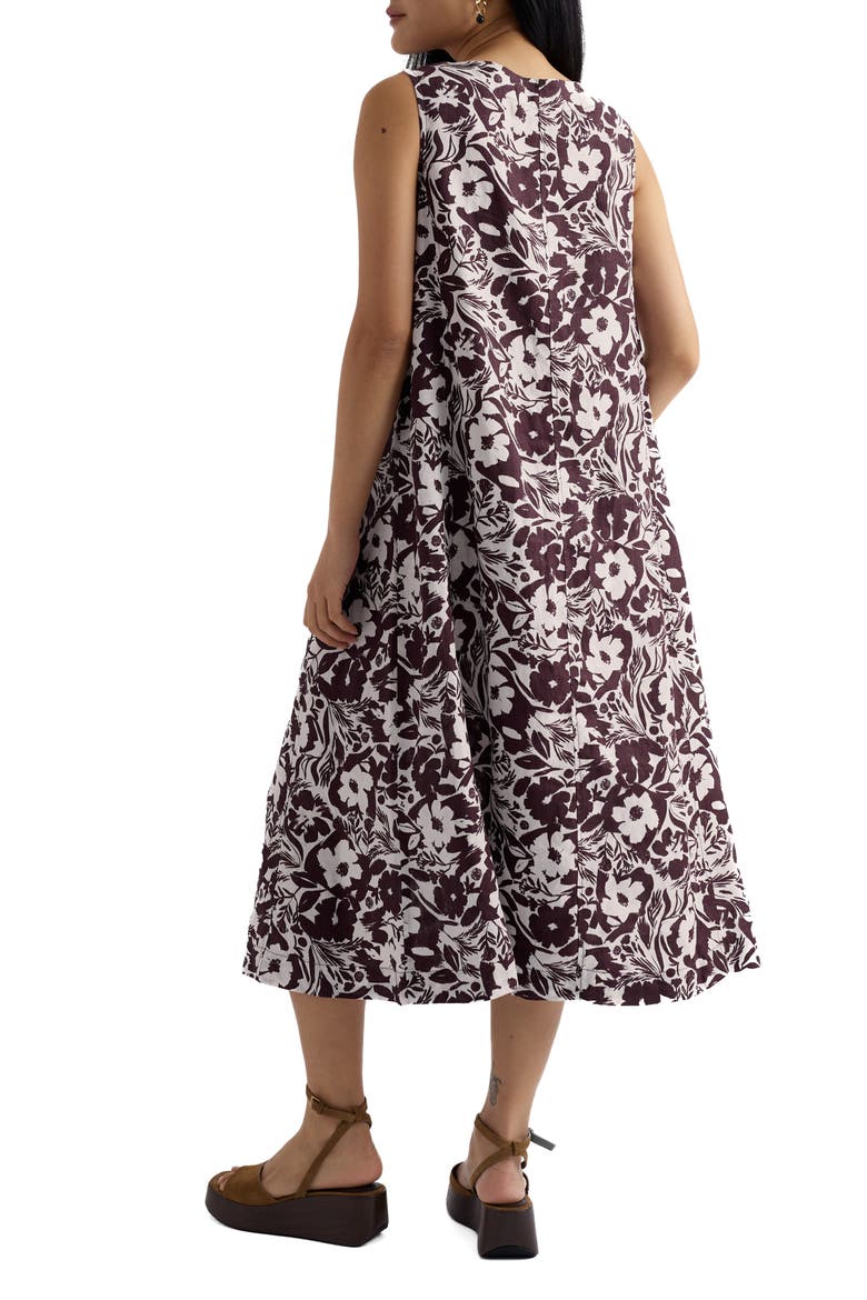 Cresting Waves Sleeveless Linen A-Line Dress, Alternate, color, SUMMER SHADOWS CACAO