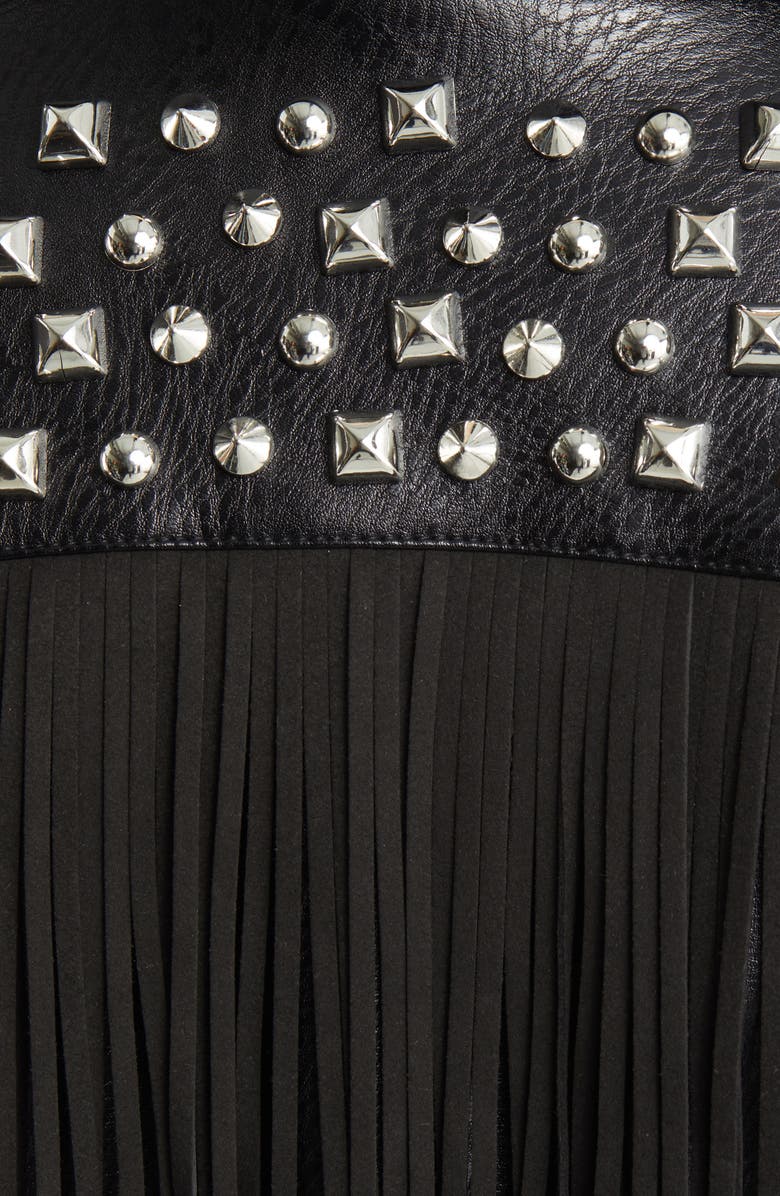 AZALEA WANG Western Fringe & Rivet Detail Faux Leather Jacket, Alternate, color, 