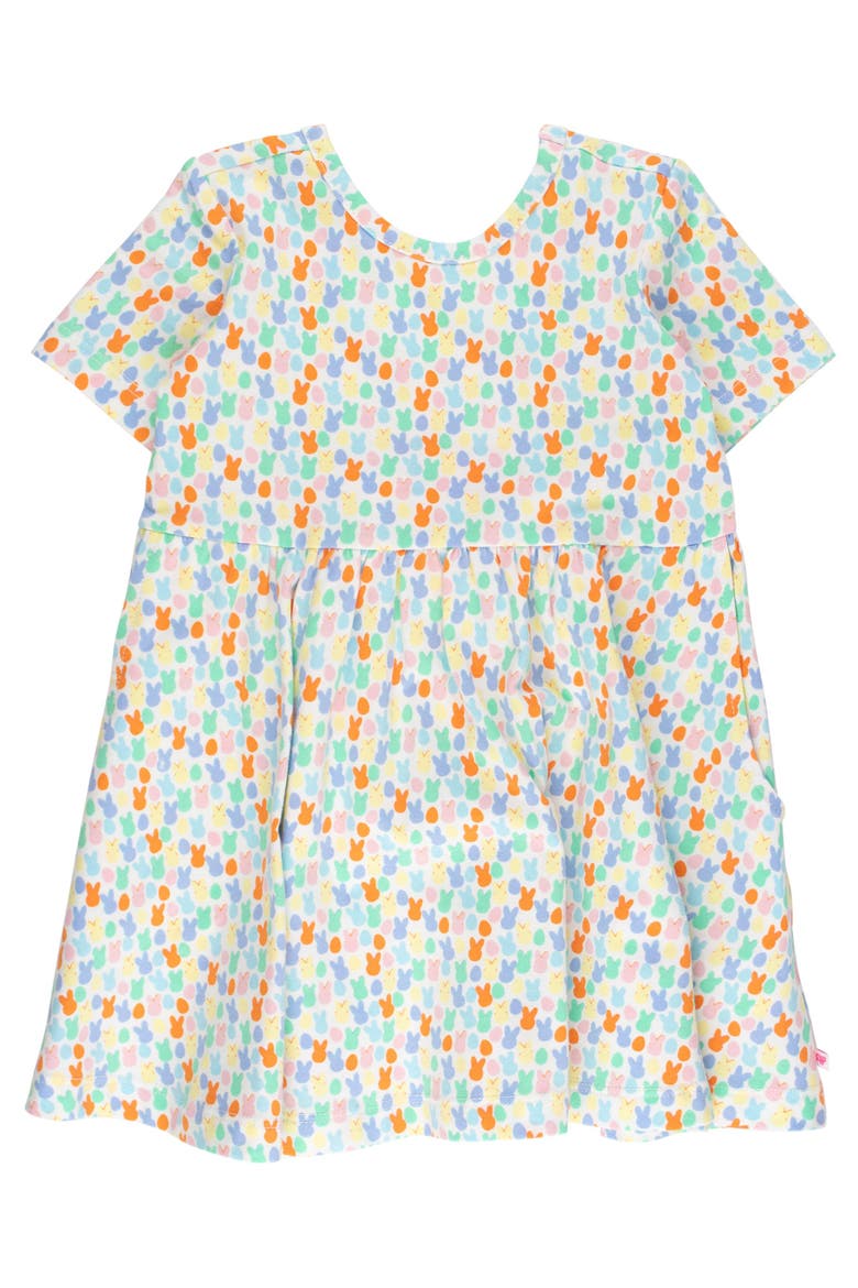 Knit Short Sleeve Twirl Dress, Main, color, Hoppy Eggs