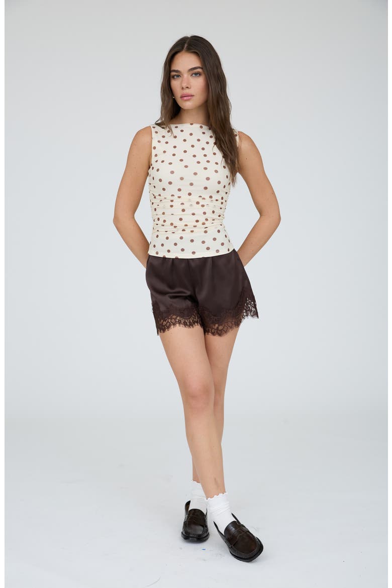 Polka Dot Mesh Top, Alternate, color, CREAM