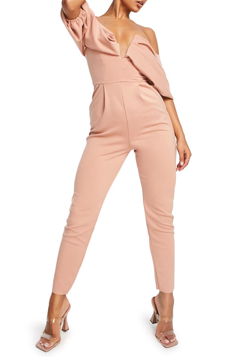 Off the Shoulder Jumpsuit, Main, color, LIGHT PINK