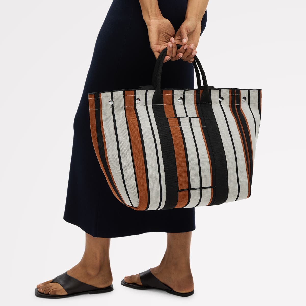 Radley Hadleigh Place - Stripe Large Open Top Tote Bag, Alternate, color, Snow