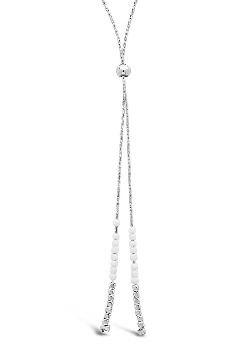 Sterling Forever Beaded Sliding Bolo Necklace, Main, color, 