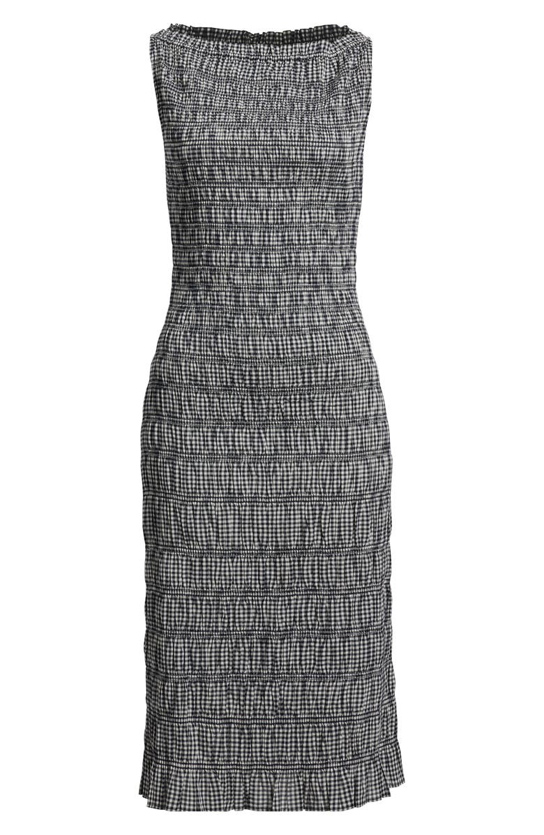 DÔEN Rosine Smocked Gingham Dress, Alternate, color, Navy La Maddalena Gingham