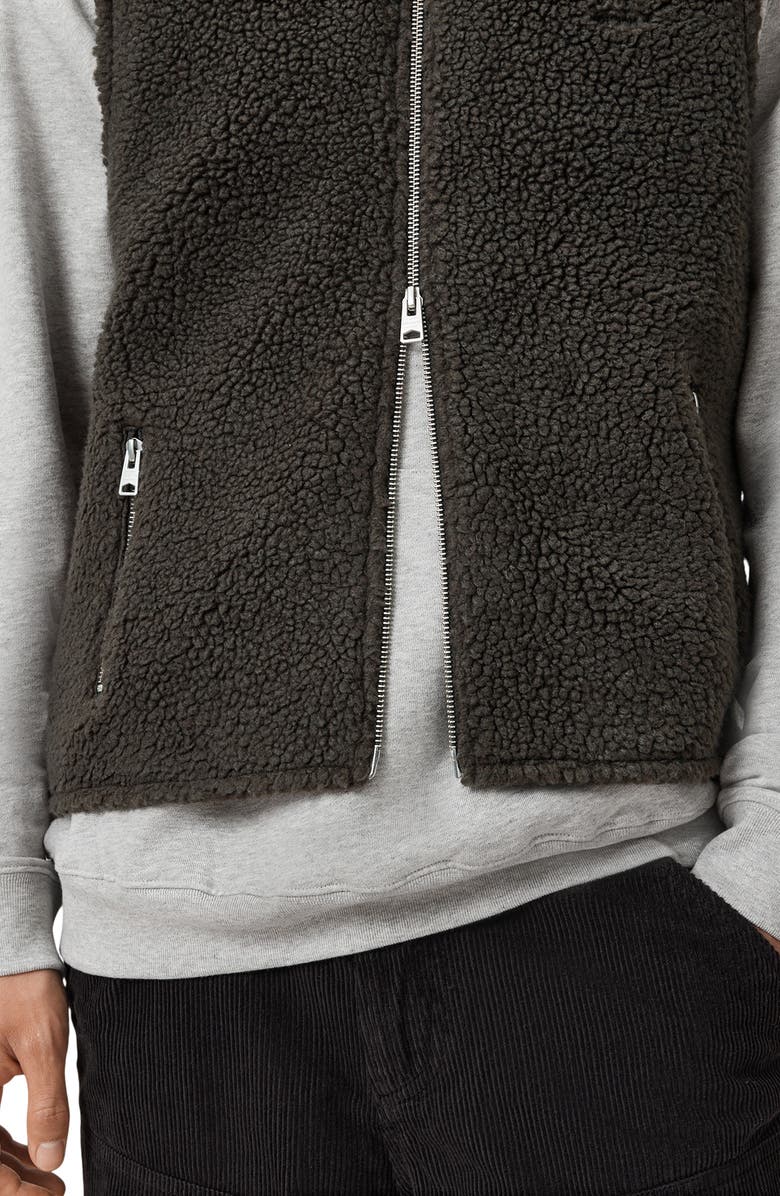 AllSaints Otis Fleece Vest, Alternate, color, Dark Brown