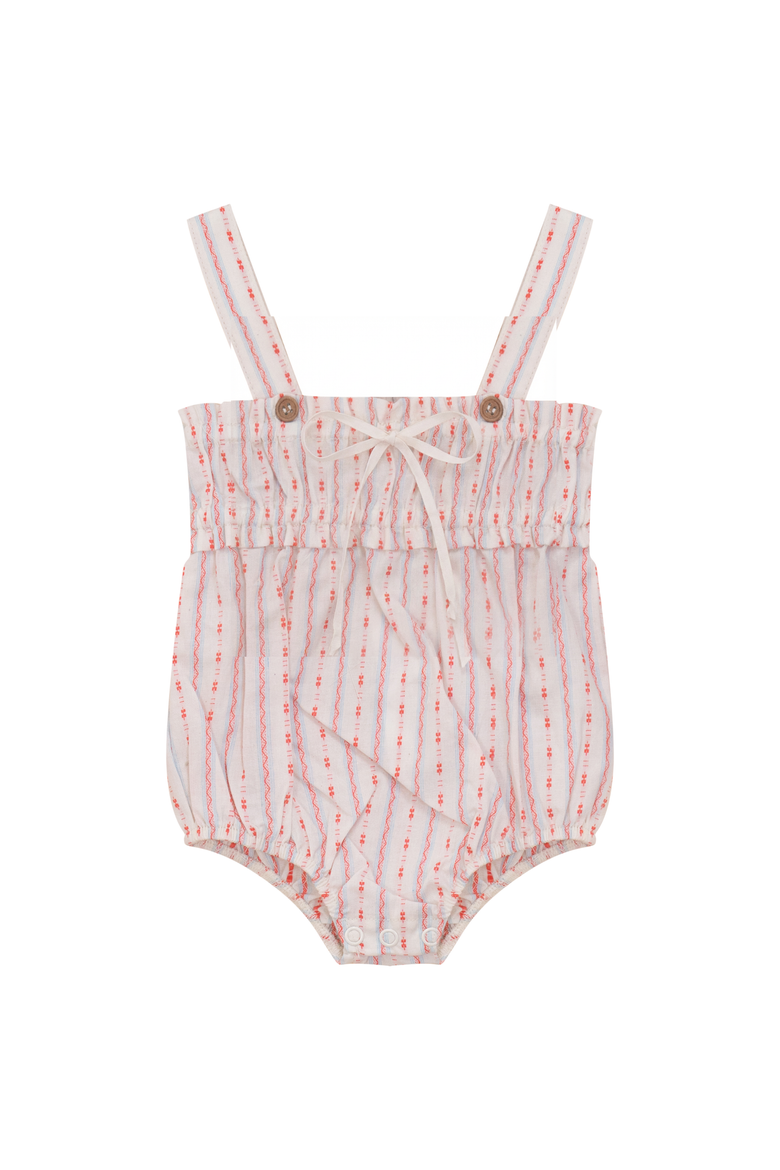 Striped Cotton Bubble Romper, Main, color, Pink