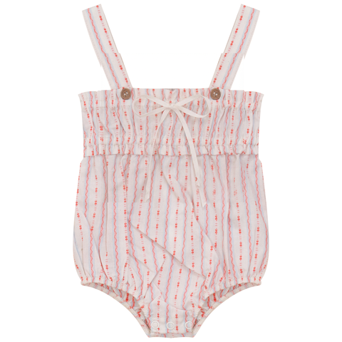 Striped Woven Folded Strap Bow Romper (Baby)
