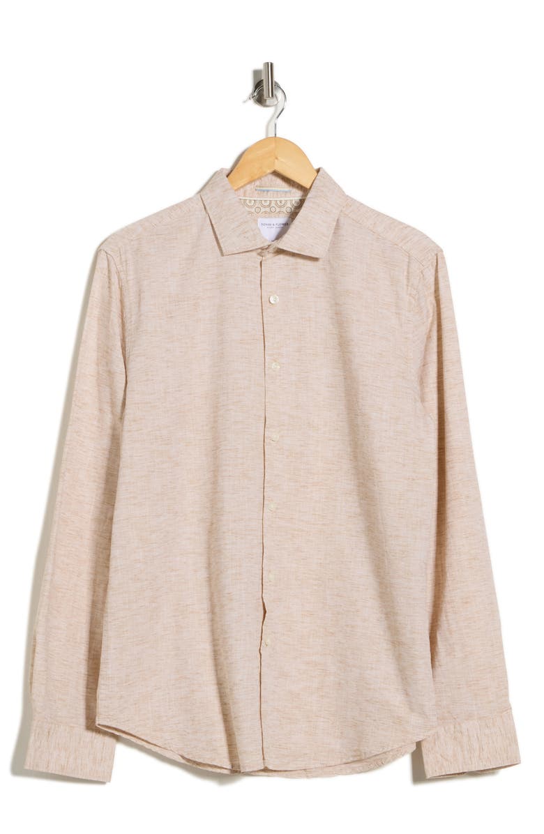 DENIM AND FLOWER Mélange Button-Up Shirt, Alternate, color, Beige