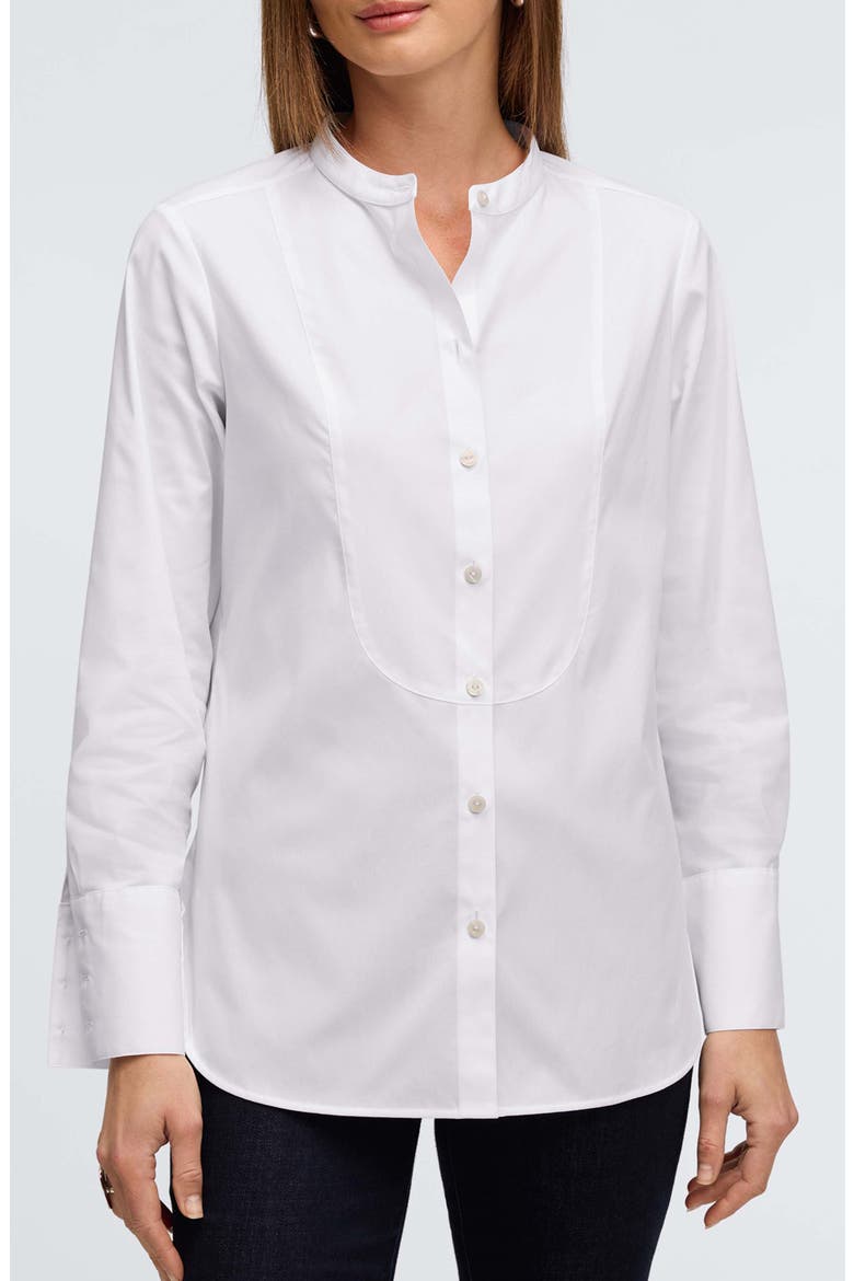 Kris Tux Bib Cotton Button-Up Shirt, Main, color, WHITE