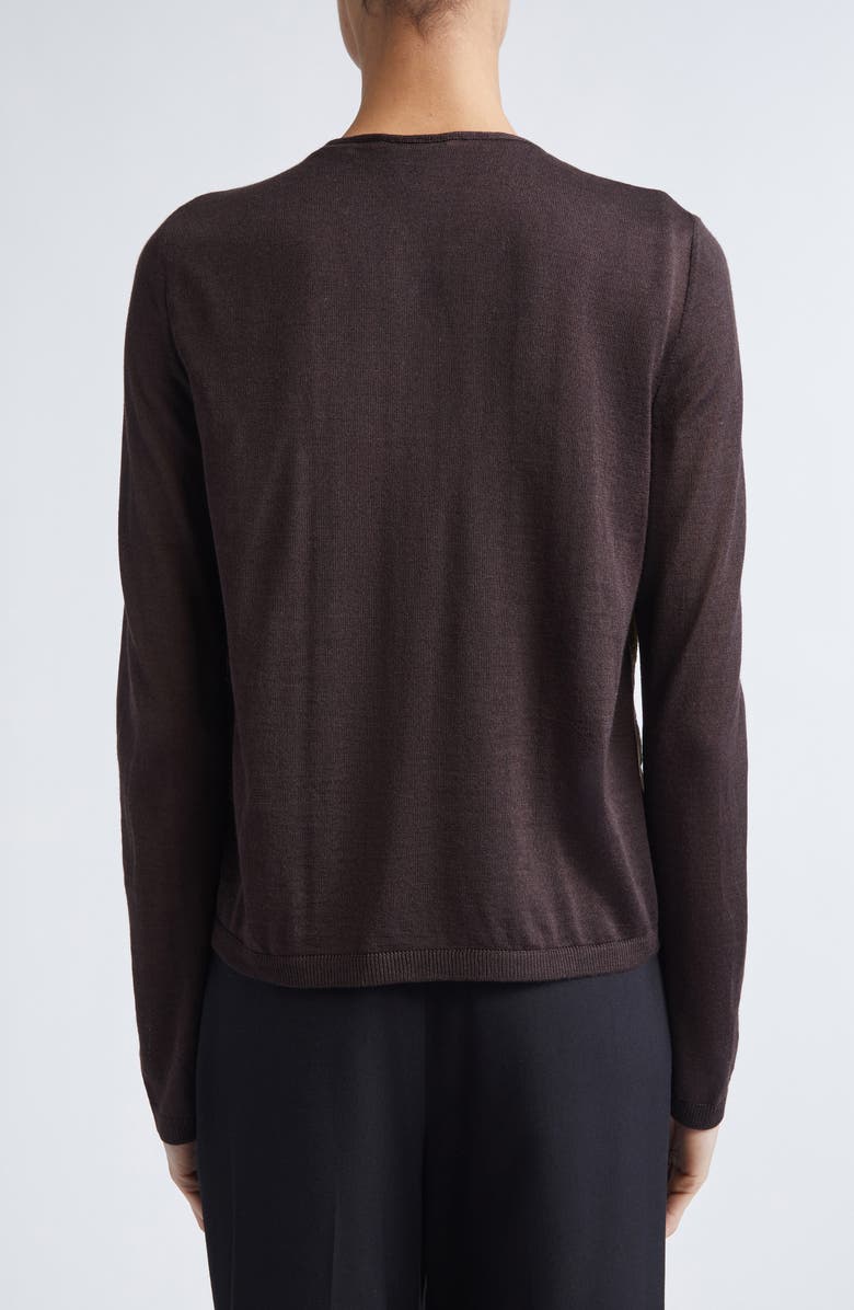 Giambattista Valli Metallic Floral Jacquard Cashmere & Silk Cardigan, Alternate, color, Brown