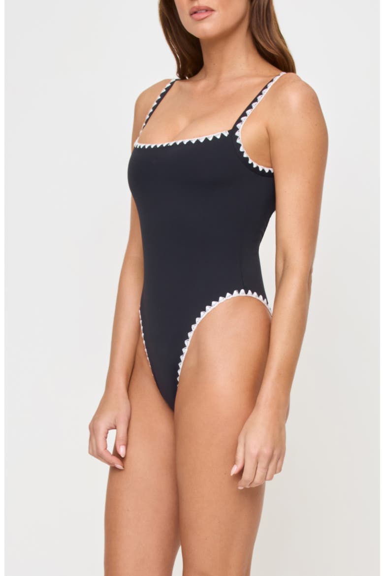 Nadia Low Back One-Piece Swimsuit, Alternate, color, BLACK/ CREAM