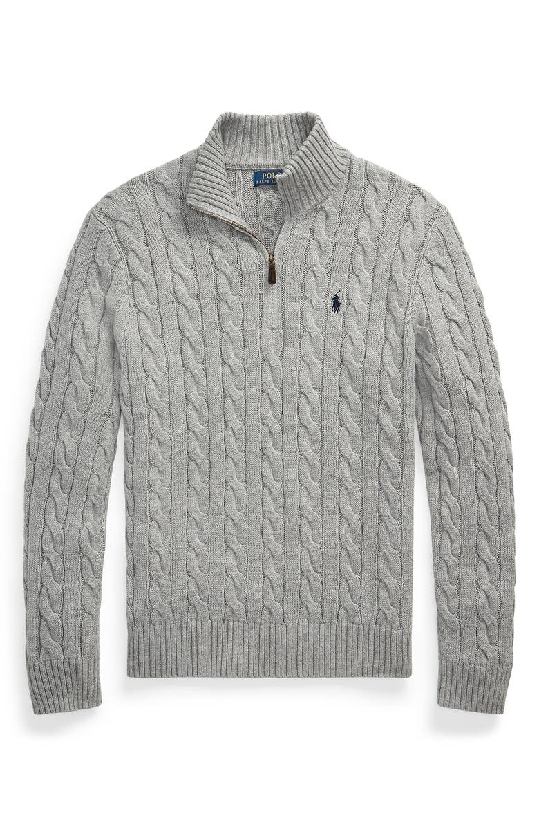 Polo Ralph Lauren Cable Knit Half Zip Cotton Blend Pullover, Alternate, color, 