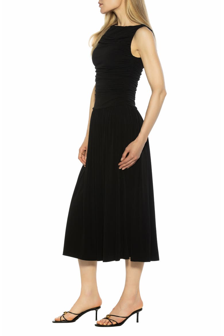 Lumi Portrait Midi Dress, Alternate, color, BLACK