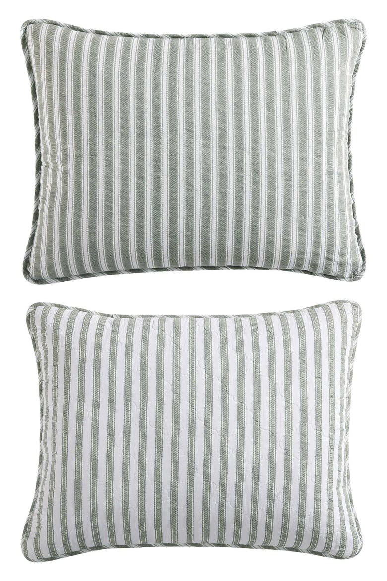 Willow Way Ticking Stripe Quilt & Sham Set, Alternate, color, LT-PASTEL GREEN