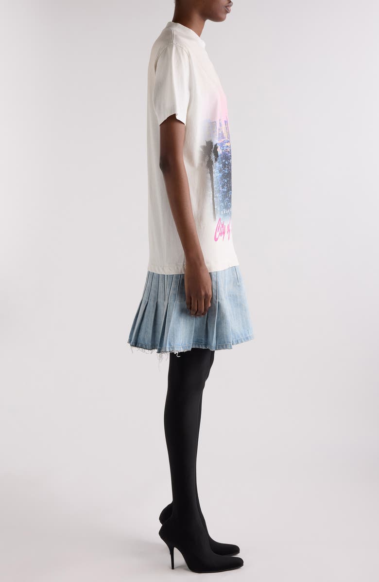 Balenciaga Layered Mixed Media T-Shirt Dress, Alternate, color, 4200 Light Blue