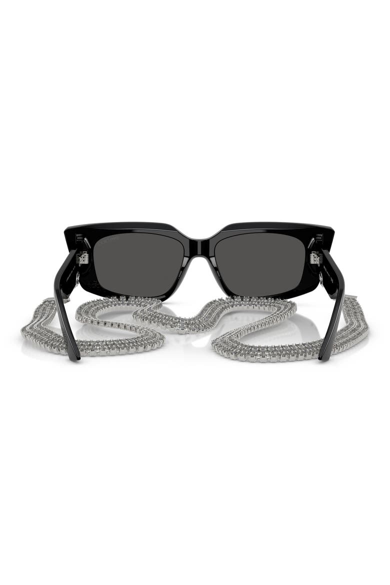 52mm Cat Eye Sunglasses with Embellished Chain, Alternate, color, BLACK