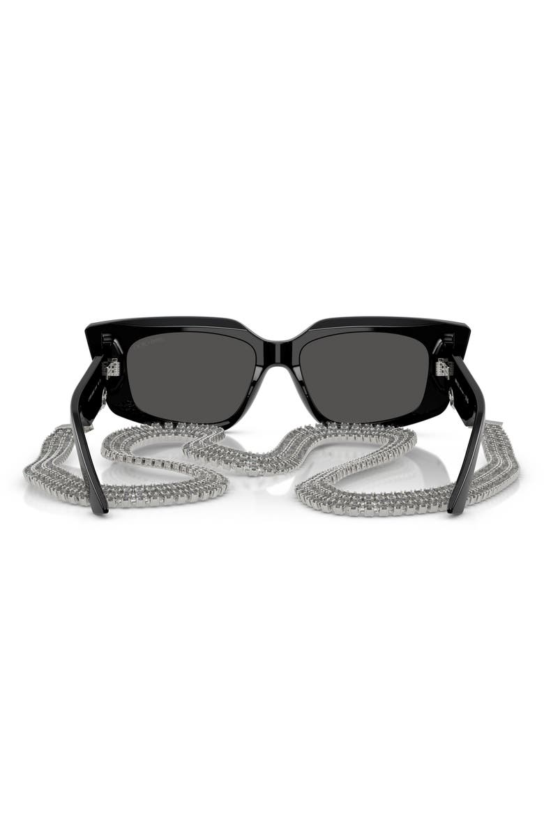 Jimmy Choo 52mm Cat Eye Sunglasses with Embellished Chain, Alternate, color, Black