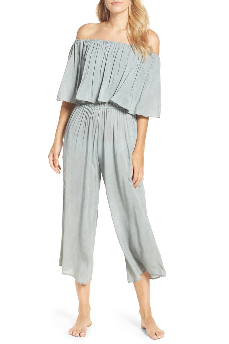 Off the Shoulder Cover-Up Jumpsuit, Main, color, SEAFOAM