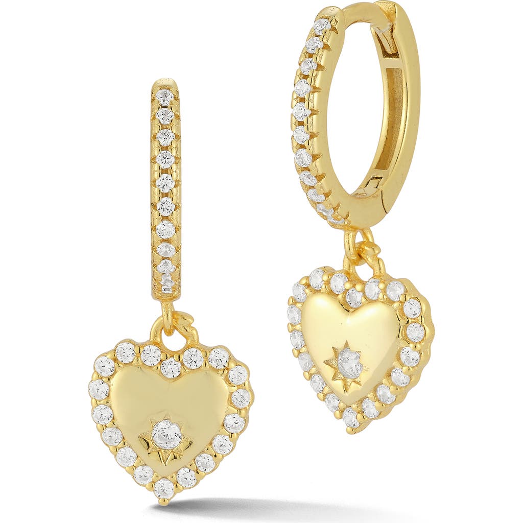 Glaze Jewelry Cubic Zirconia Heart Drop Huggie Hoop Earrings In Gold