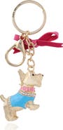 Juicy Couture Crystal Scottie Dog Keychain with Satin Bow, Gold-Tone