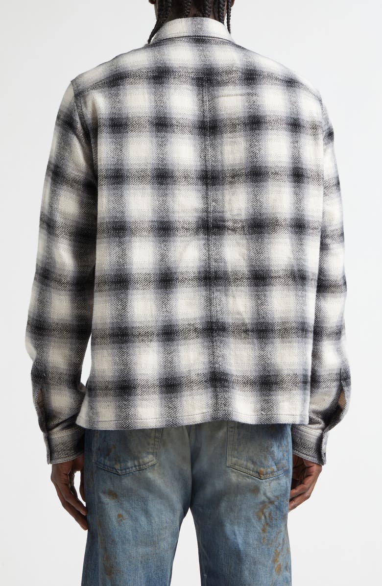 Rick Owens DRKSHDW Ombré Plaid Cotton Flannel Snap-Up Shirt, Alternate, color, Grey Ombre Plaid