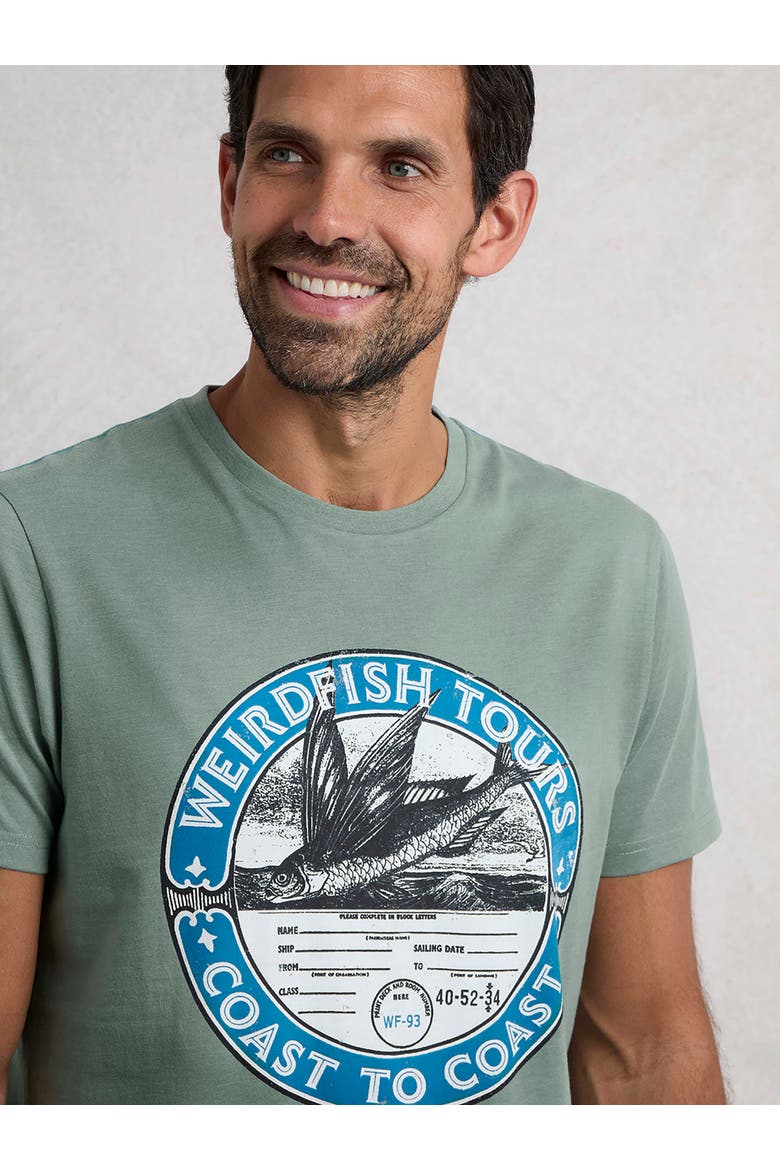 Coasting Front Print Graphic T-Shirt, Alternate, color, Dusty Teal