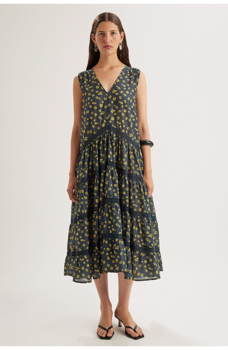 Merlette Wallis Print Dress, Alternate, color, Lemon Navy Floral Print
