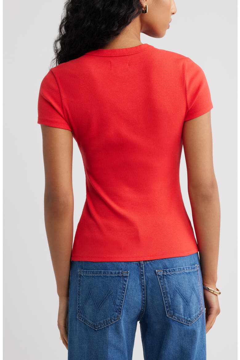 Rib Short Sleeve Shirt, Alternate, color, RED TOMATO