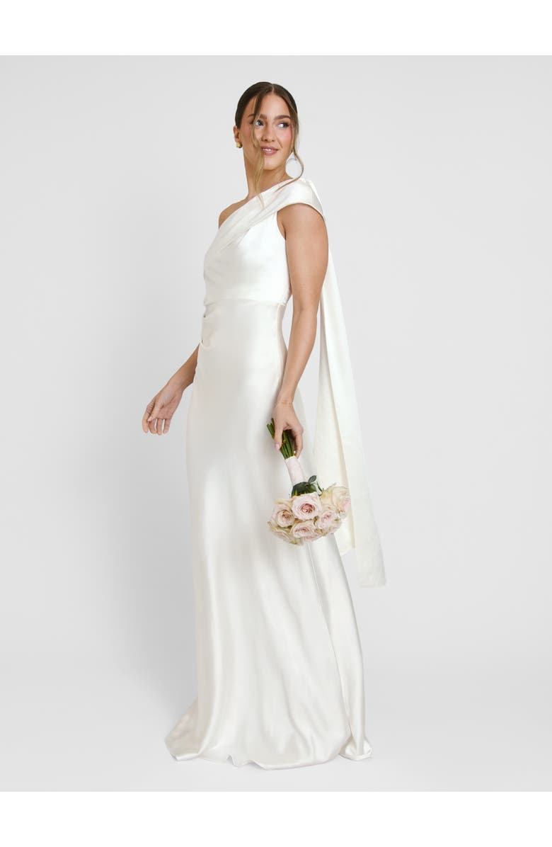 Six Stories Drape One Shoulder Bridesmaid Dress, Alternate, color, Ivory