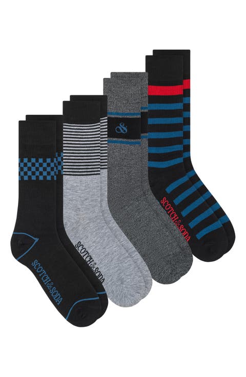 4-Pack Assorted Crew Socks