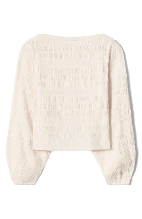 Shop & Other Stories Shirred Bateau Neck Top In White Dusty Light