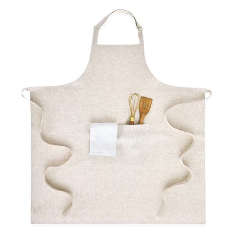 Linen Apron 38 x 36 in for Dining Table, Holiday and Everyday Table Decor - Linen Full Midi Apron