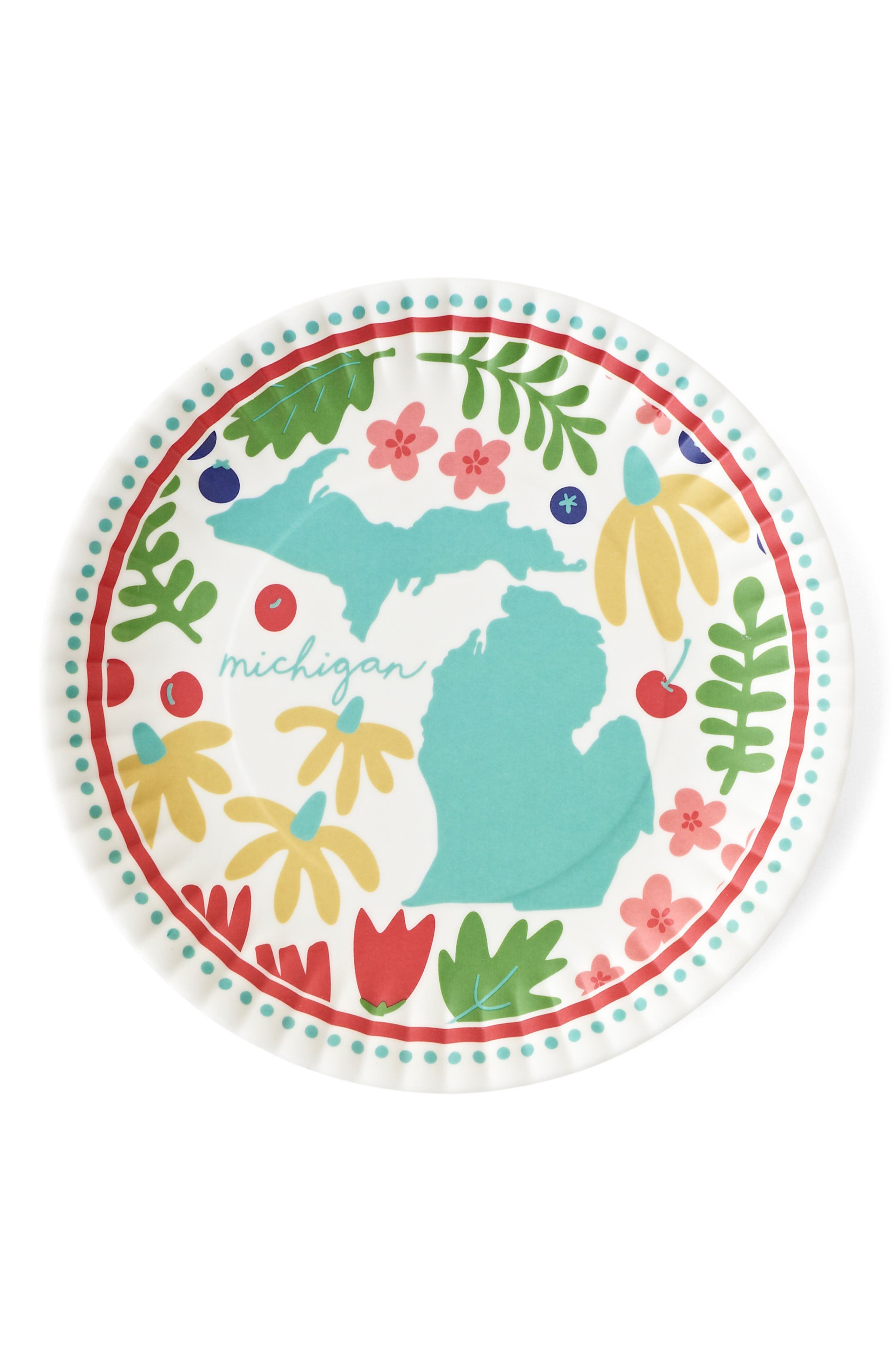 ONE HUNDRED 80 DEGREES Michigan in Bloom Set of 4 Melamine Plates ...