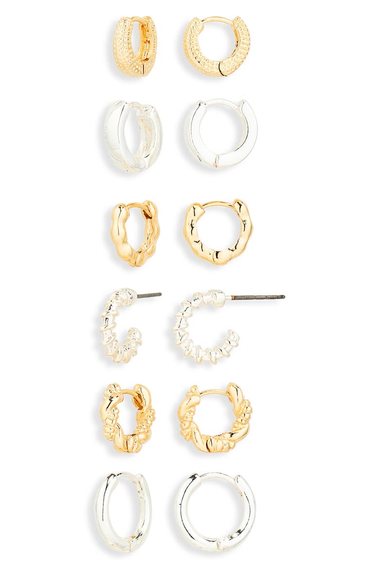 6-Pack Hoop Earrings Set, Main, color, GOLD- SILVER