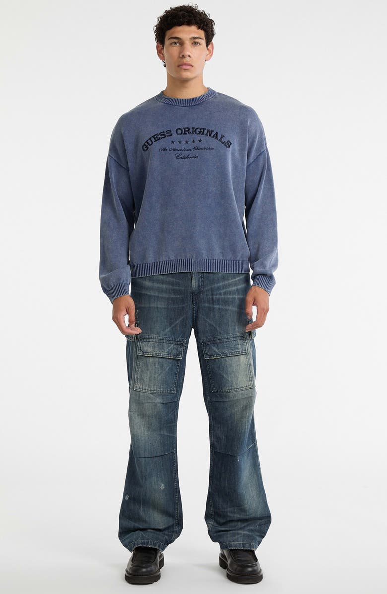 GUESS ORIGINALS Originals Logo Boxy Organic Cotton Sweater, Alternate, color, Blue