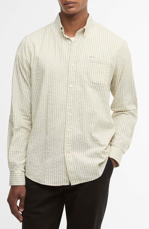 Cresswell Stripe Cotton Seersucker Button-Down Shirt