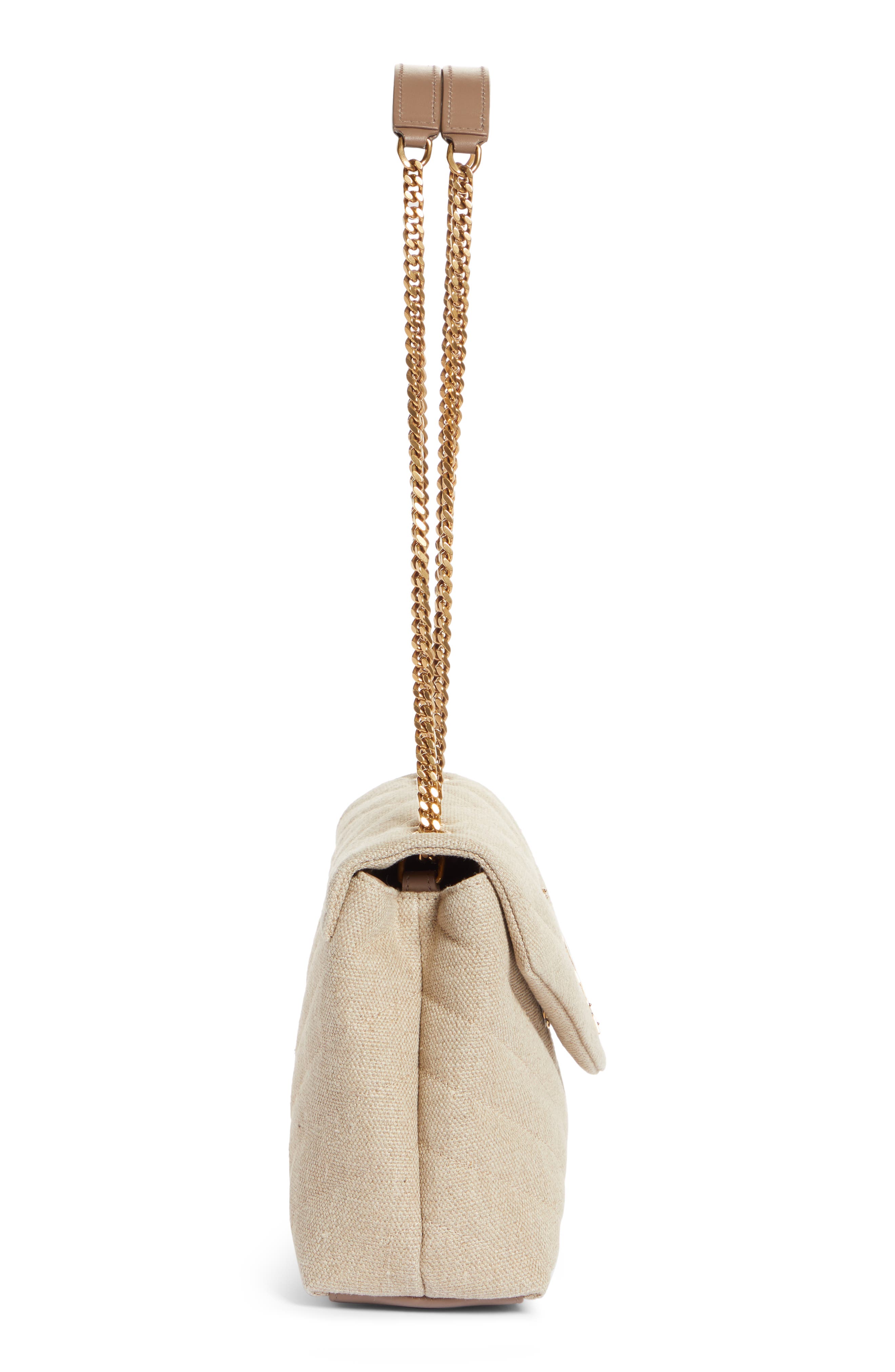 Saint Laurent Small Loulou Matelassé Linen Shoulder Bag, Alternate, color, 