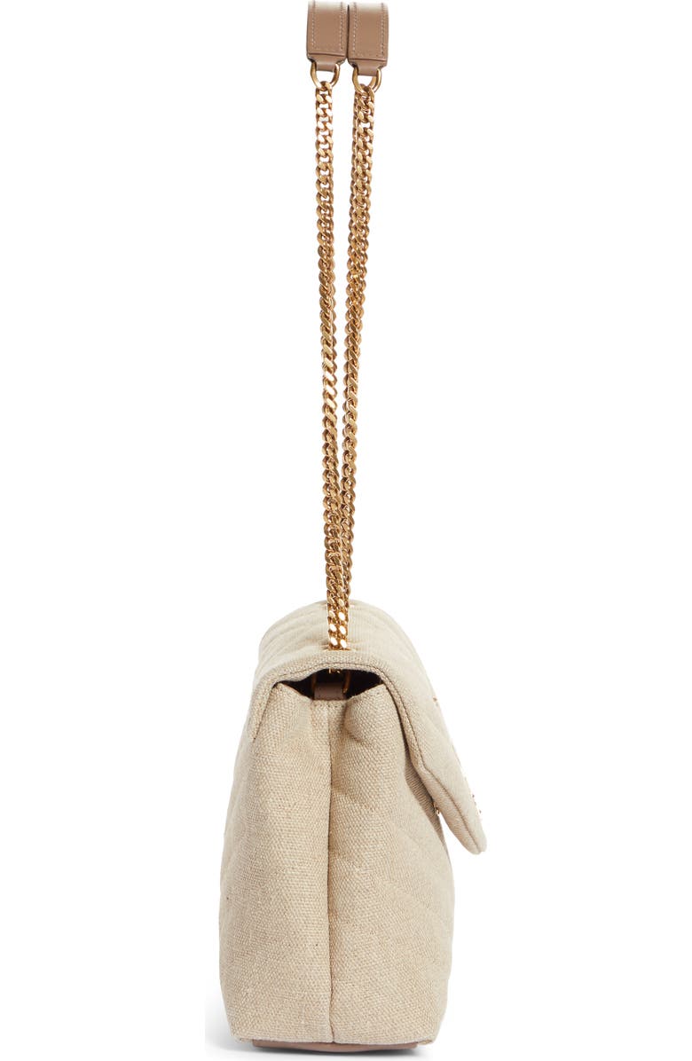 Saint Laurent Small Loulou Matelassé Linen Shoulder Bag, Alternate, color,