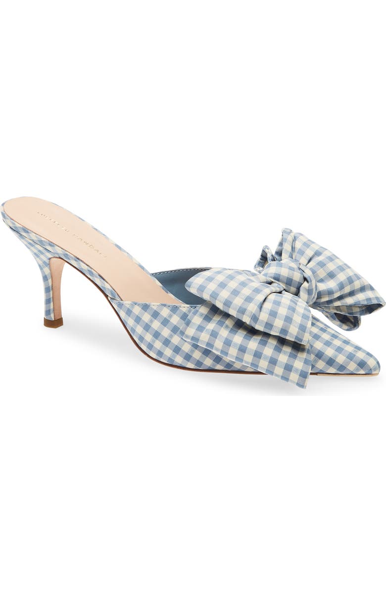 Loeffler Randall Margot Bow Mule, Main, color, Blue Gingham