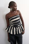 Topshop Gathered Strapless Peplum Top