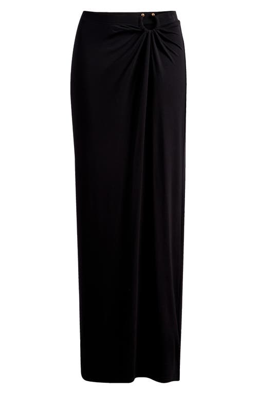 Shop Good American Ruched Jersey Maxi Skirt In Black001