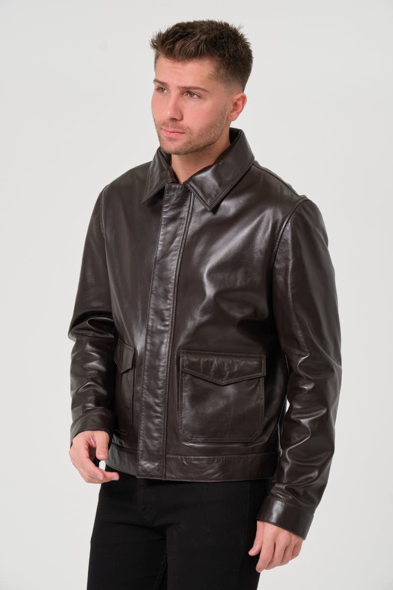 Maddox Leather Jacket, Alternate, color, Coffee Bean Brown