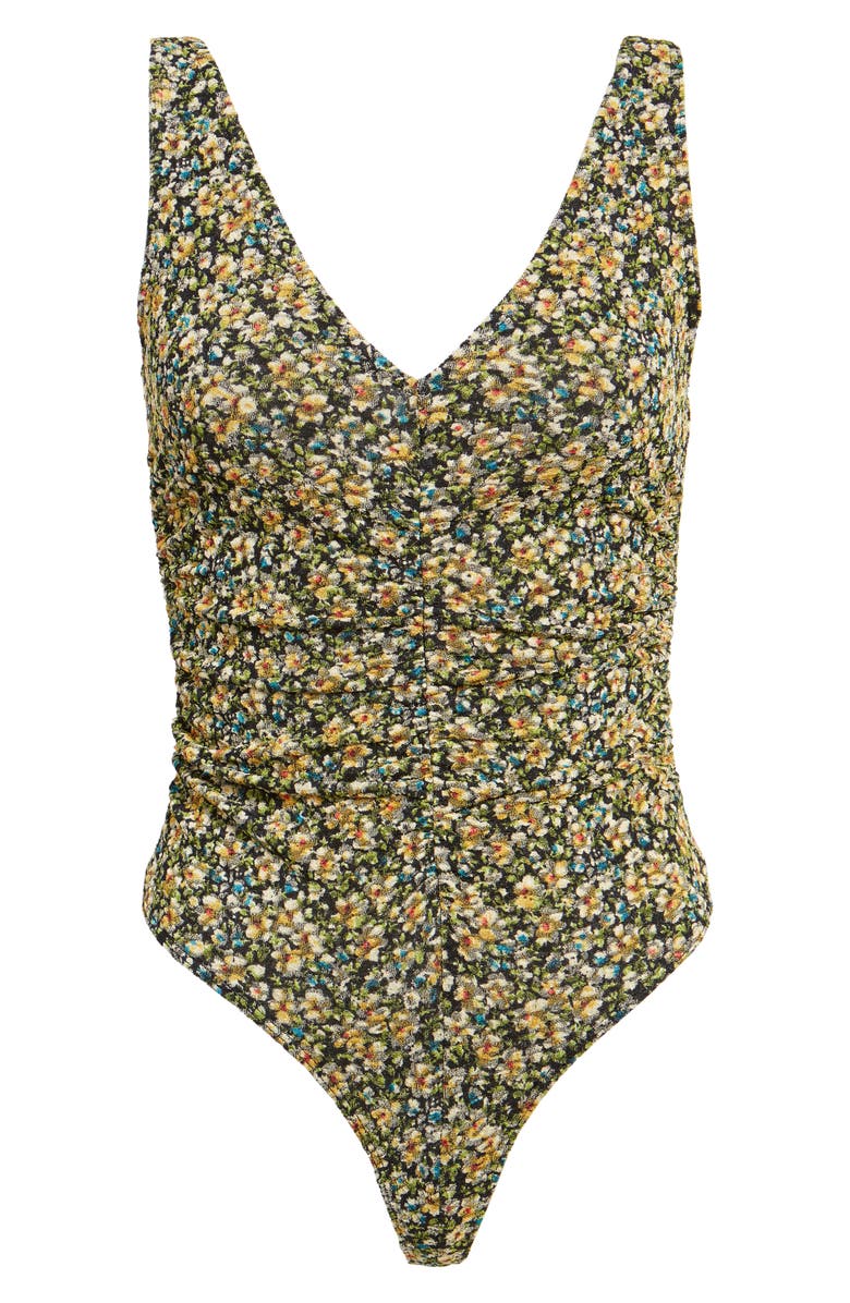 Leith Sleeveless Ruched V-Neck Bodysuit, Alternate, color, 