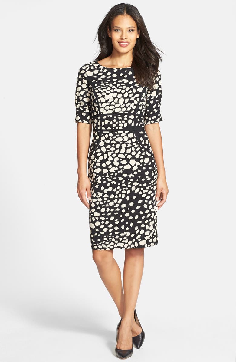 Adrianna Papell Print Crepe Sheath Dress, Main, color, 