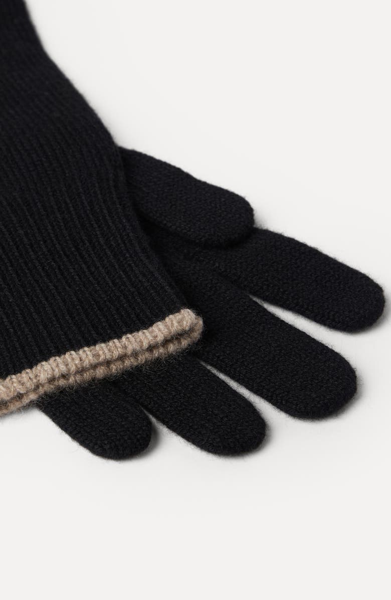 Brunello Cucinelli Cashmere knit gloves, Alternate, color, Black