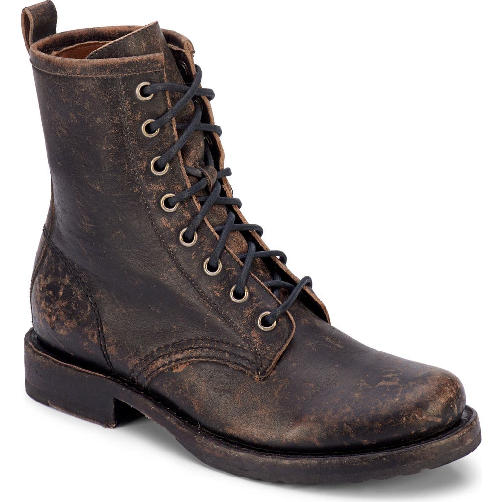 Frye Veronica Leather Combat Boot In Black Black